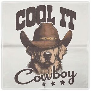 Cool It Cowboy Dog Bandana Western Square Scarf - 19.7” x 19.7”
